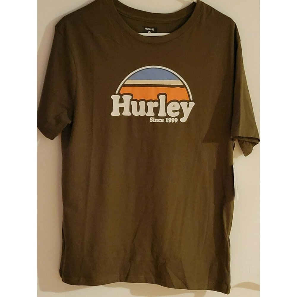 Hurley Men's Short Sleeve T-Shirt M Olive Rise And Jam Jersey Tee